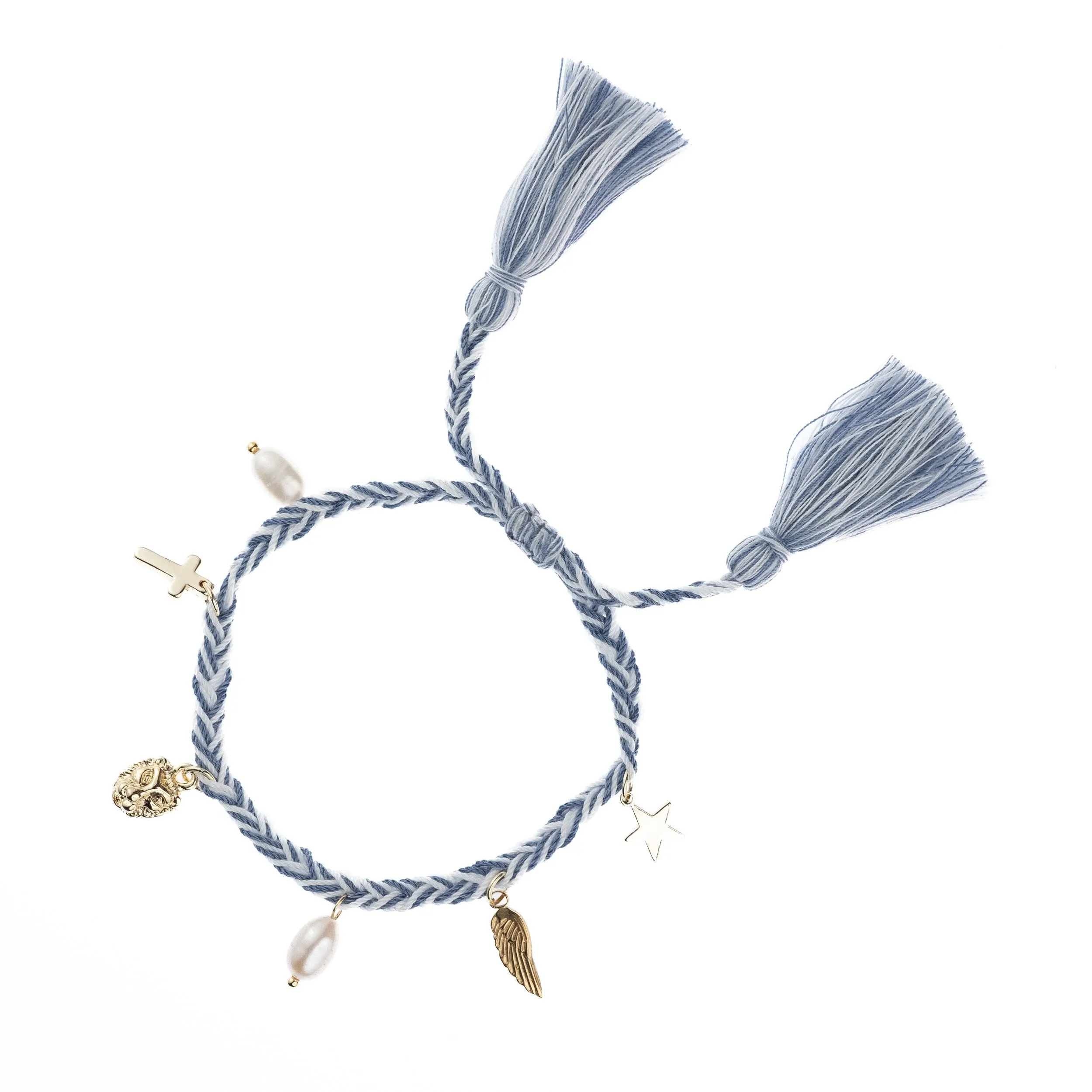 WOVEN FRIENDSHIP BRACELET W/CHARMS 501 BLUE sold by DARK Department