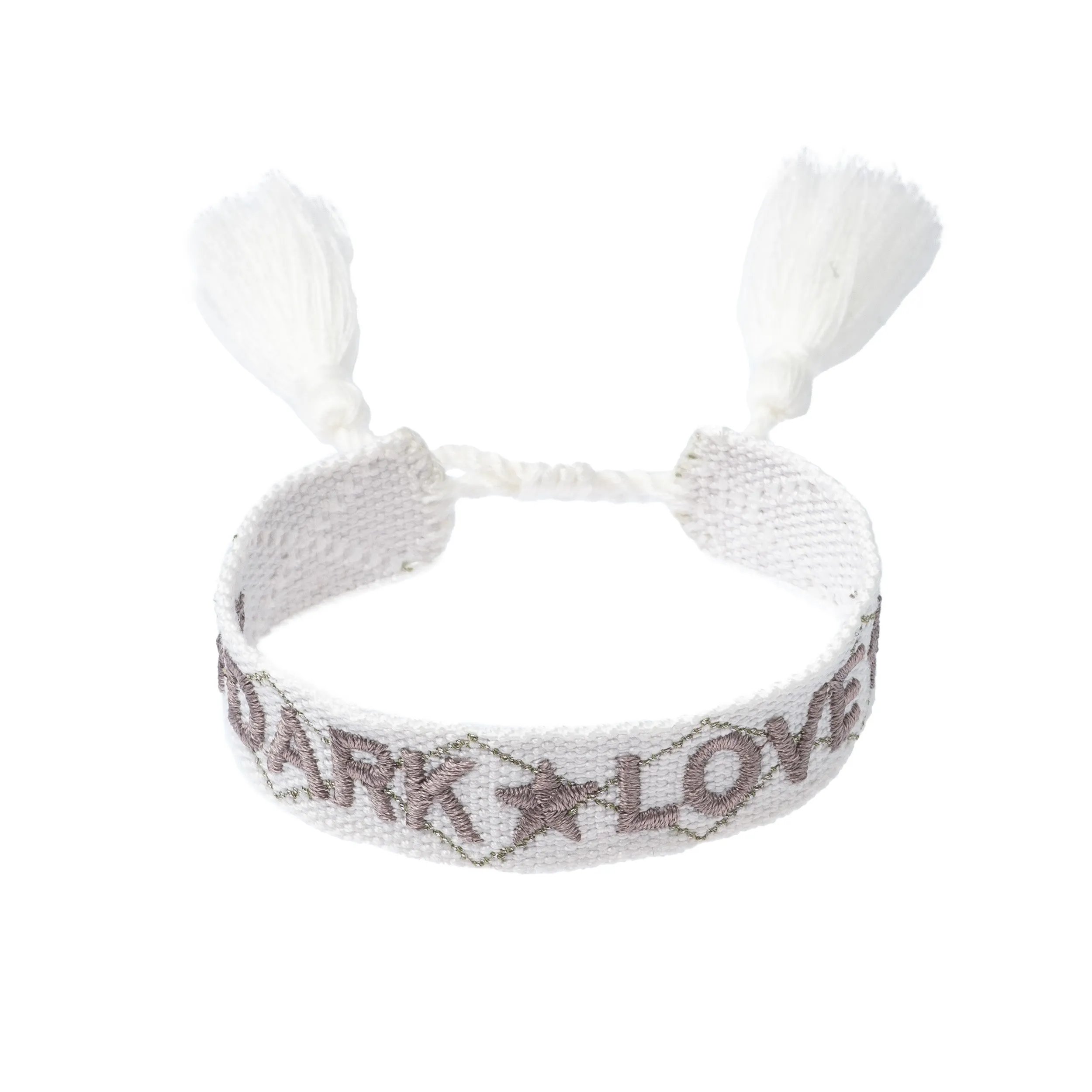 WOVEN FRIENDSHIP BRACELET - "Dark Love" White W/Taupe sold by DARK Department