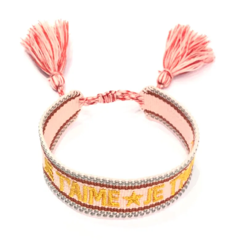 WOVEN FRIENDSHIP BRACELET - "JE T'AIME" BLUSH ROSE sold by DARK Department