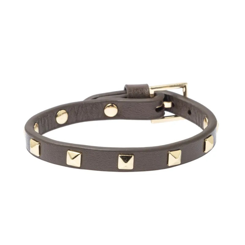 LEATHER STUD BRACELET MINI SOFT BROWN sold by DARK Department