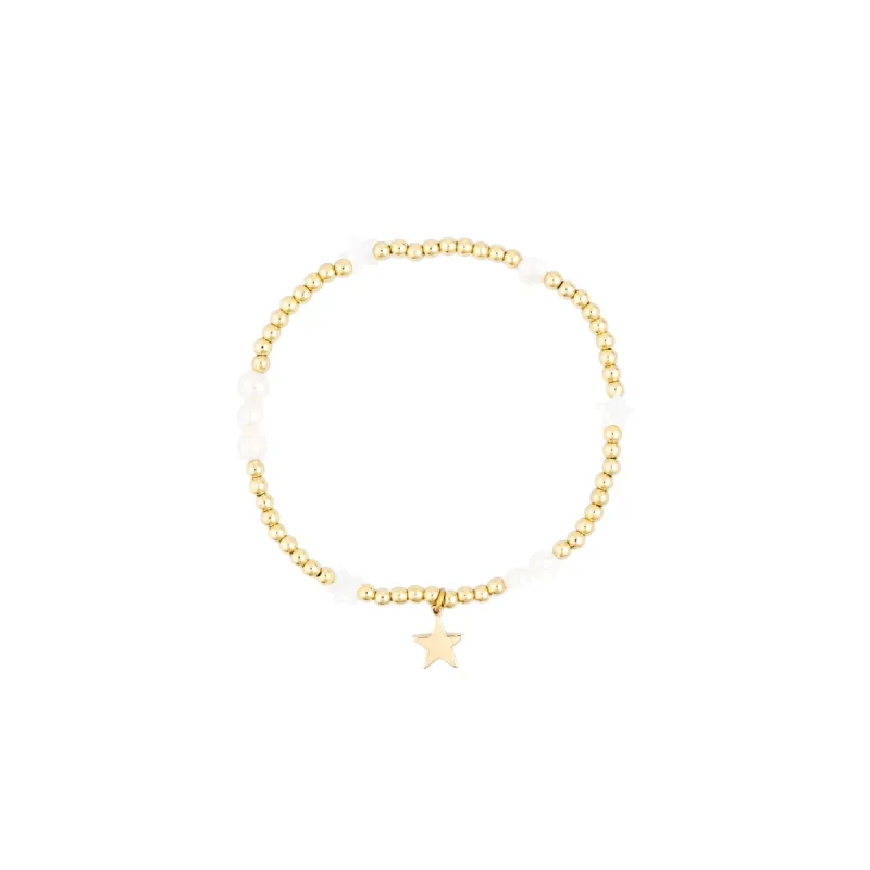 METAL BEAD BRACELET W/STONE BEADS & PEARLS WHITE PEARL sold by DARK Department