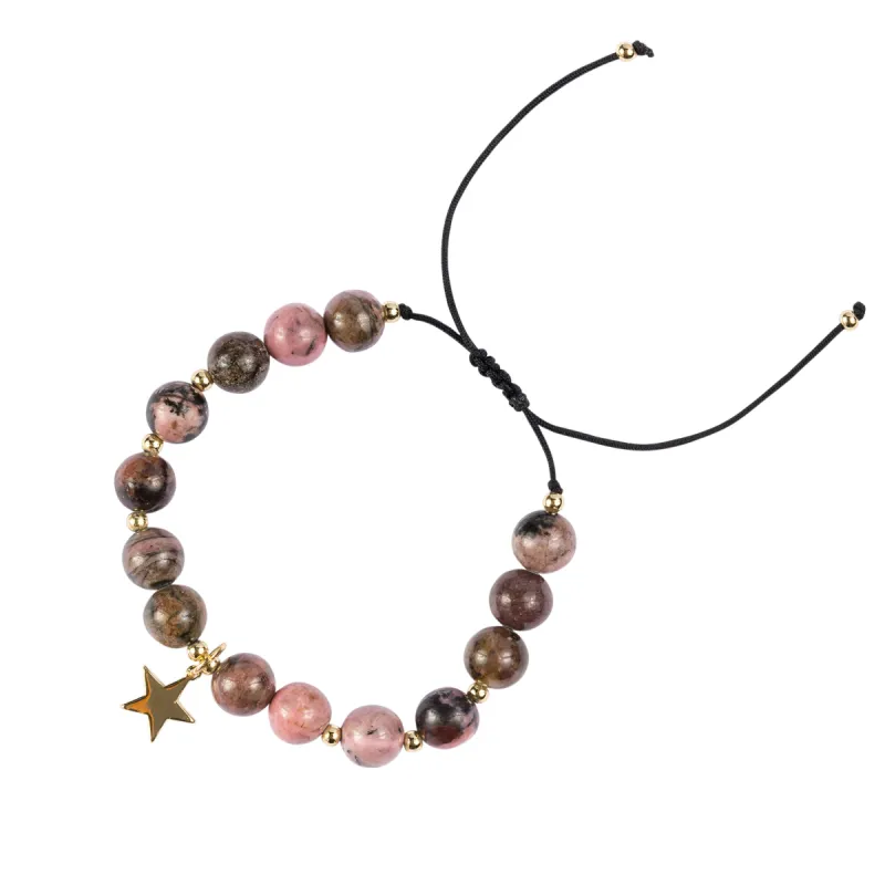 STONE BEAD BRACELET 8 MM ROSE & BLACKS sold by DARK Department