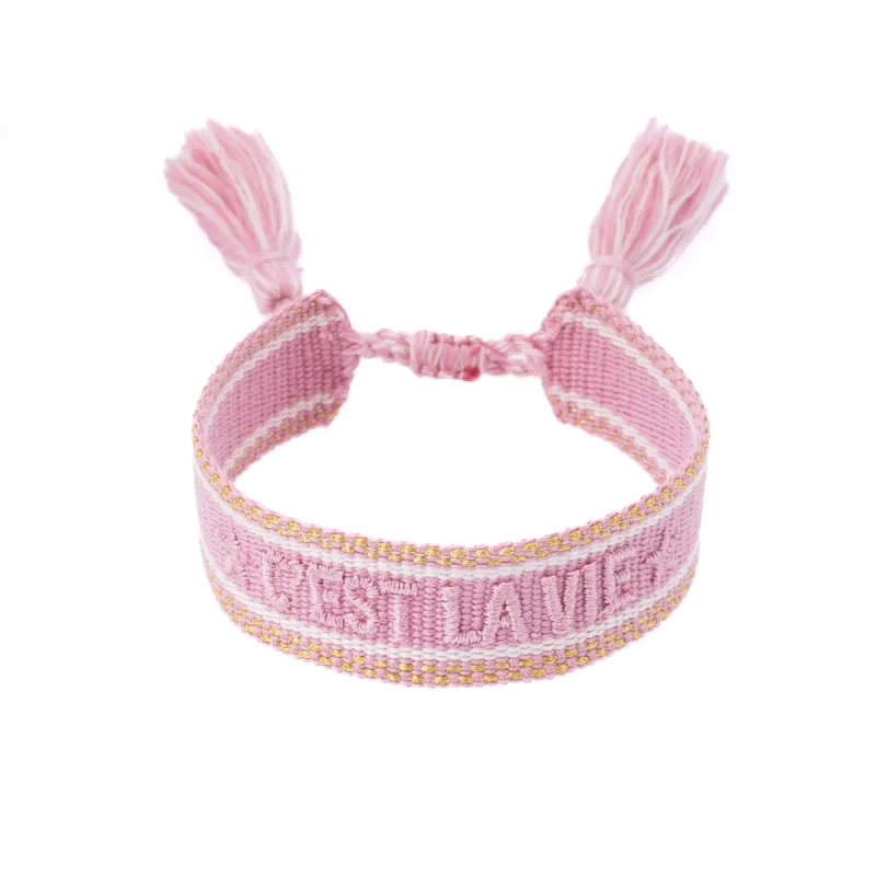 WOVEN FRIENDSHIP BRACELET "C'est La Vie" Rose W/Gold sold by DARK Department