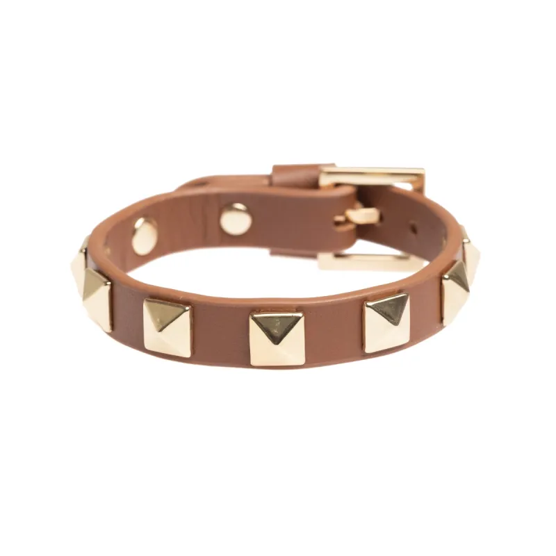 LEATHER STUD BRACELET COGNAC sold by DARK Department