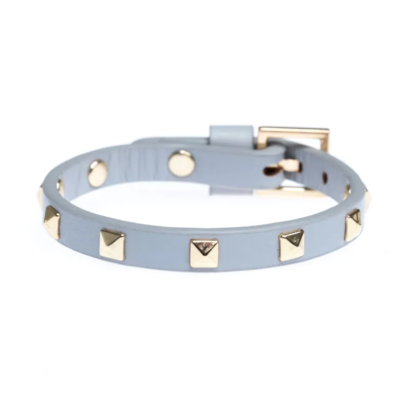 LEATHER STUD BRACELET MINI LIGHT GREY sold by DARK Department