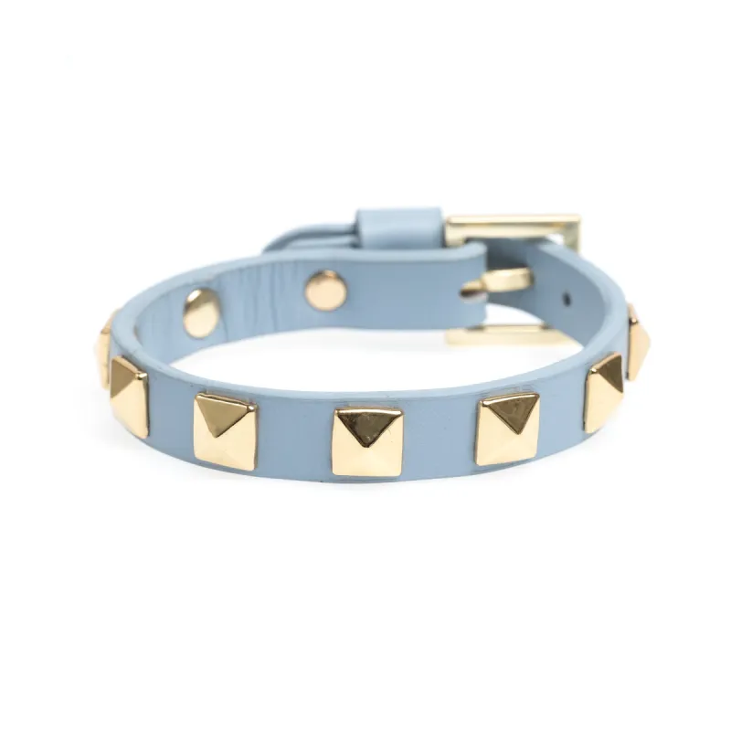 LEATHER STUD BRACELET LIGHT BLUE sold by DARK Department