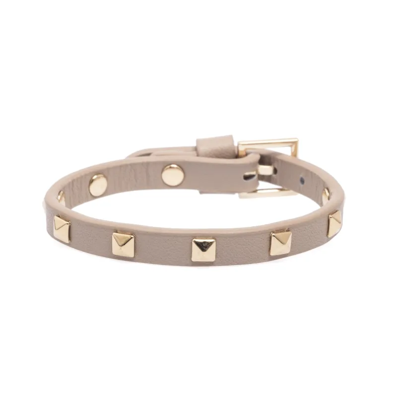 LEATHER STUD BRACELET MINI LATTE sold by DARK Department