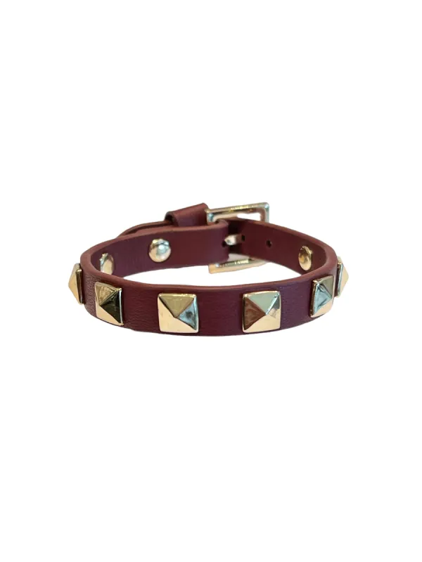 LEATHER STUD BRACELET MAROON sold by DARK Department