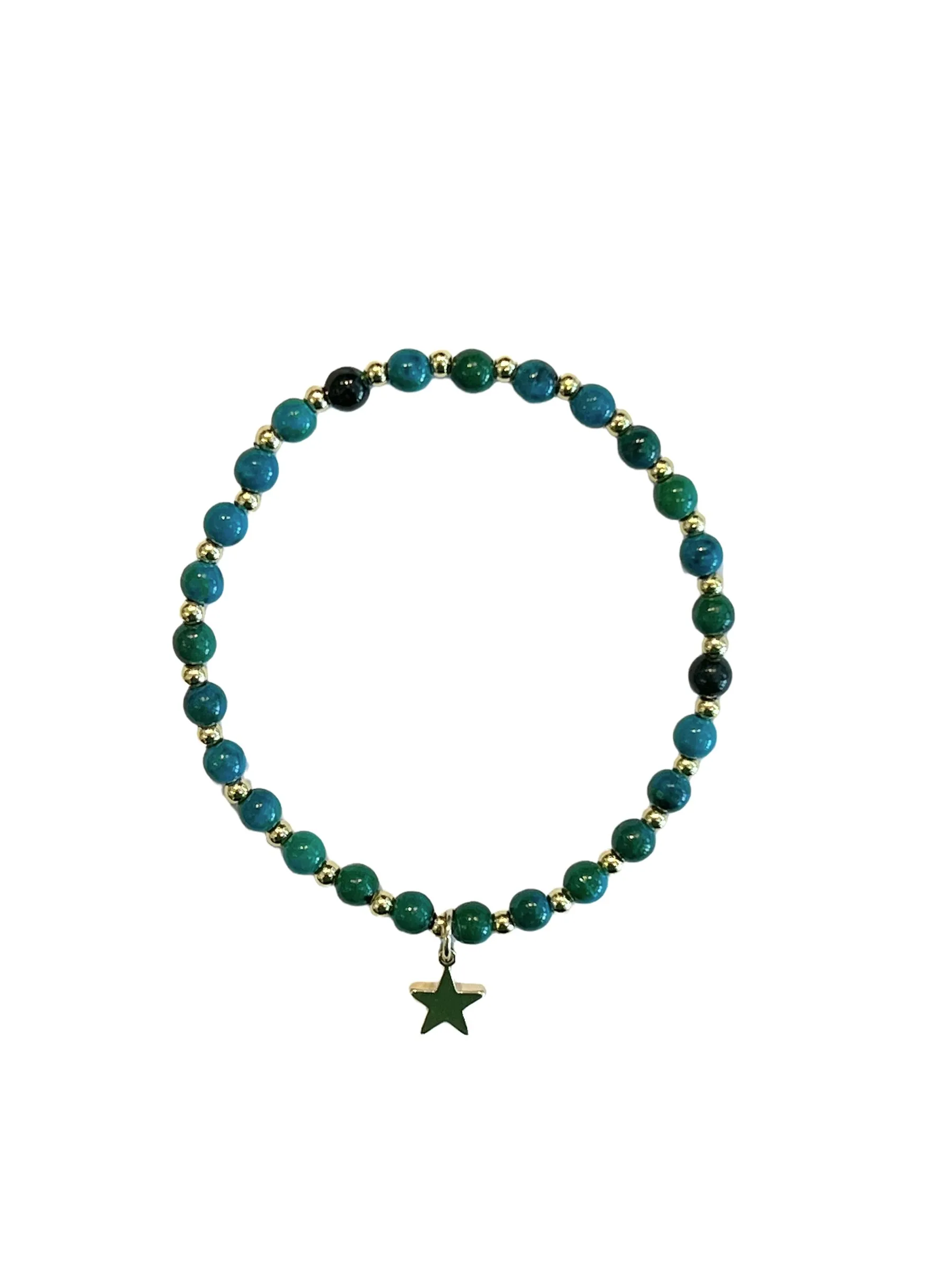STONE BEAD BRACELET 4 MM W/GOLD BEADS GREEN BURMA JADE sold by DARK Department