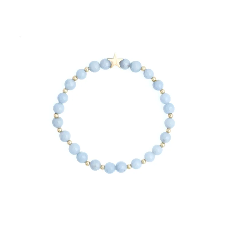 STONE BEAD BRACELET 6 MM W/GOLD BEADS 501 BLUE sold by DARK Department