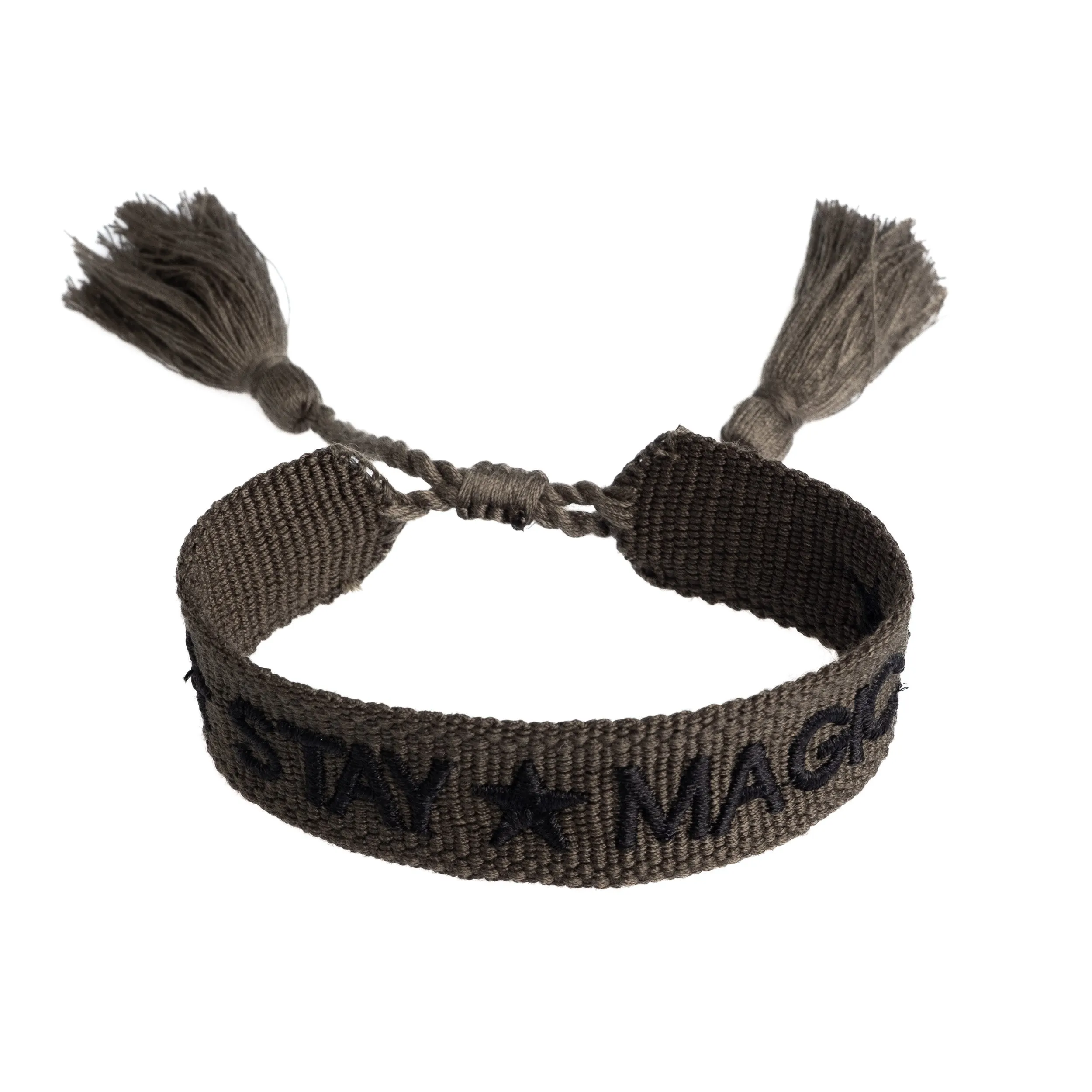 WOVEN FRIENDSHIP BRACELET "STAY MAGIC" ARMY sold by DARK Department