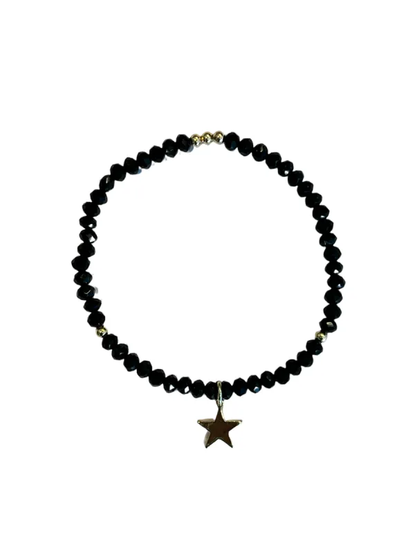 CRYSTAL BEAD BRACELET 4 MM SPARKLED BLACK sold by DARK Department
