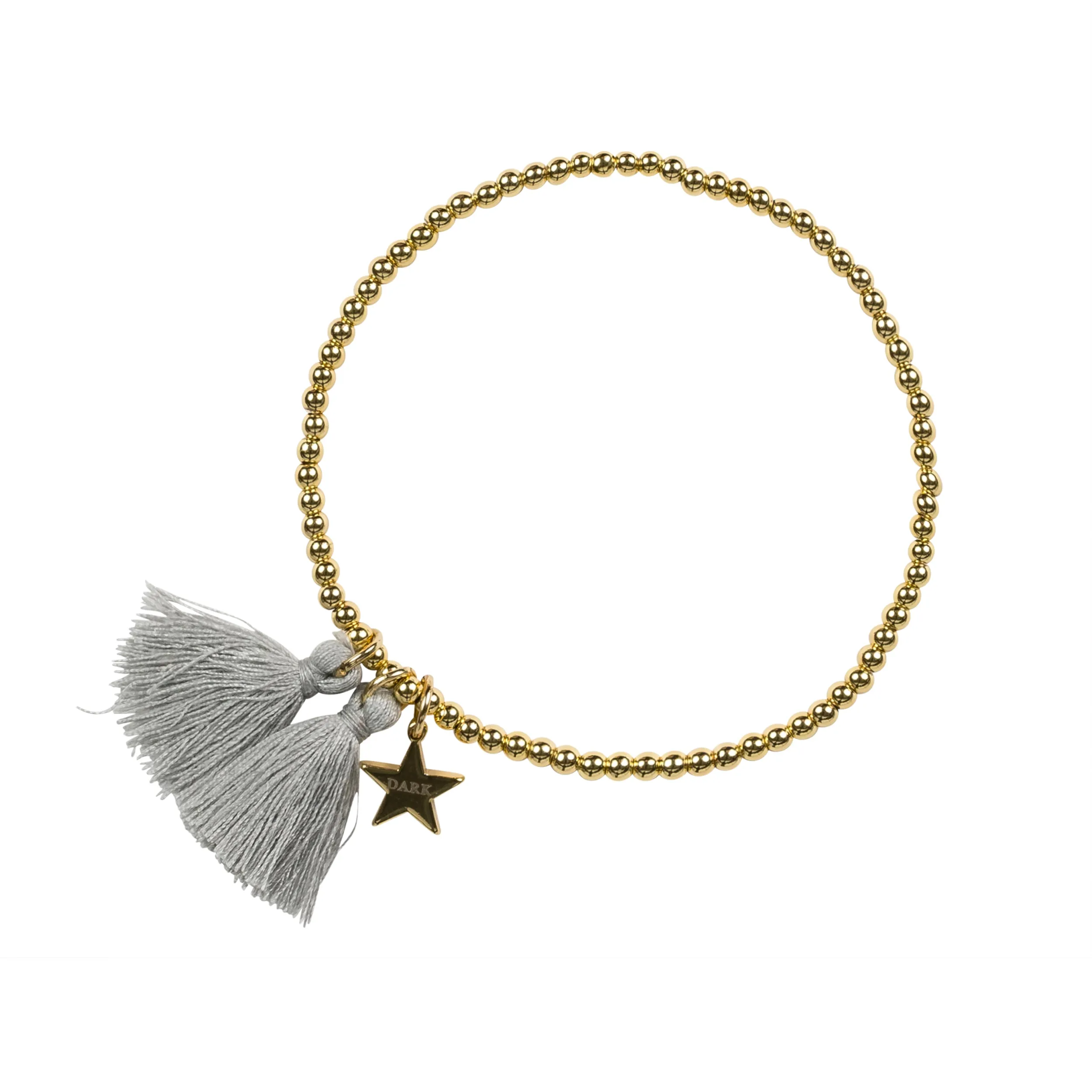 METAL BEAD BRACELET W/TASSEL GREY sold by DARK Department