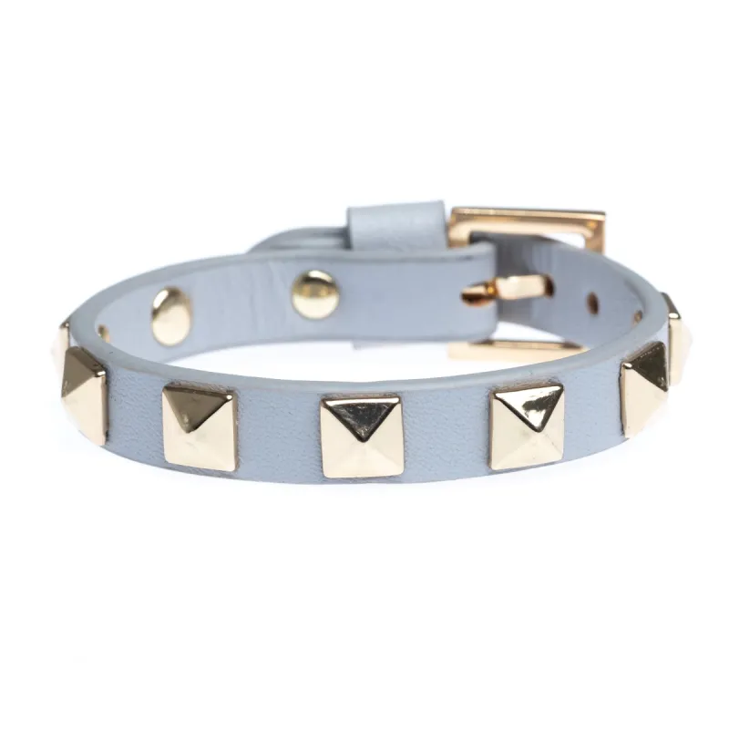 LEATHER STUD BRACELET LIGHT GREY sold by DARK Department
