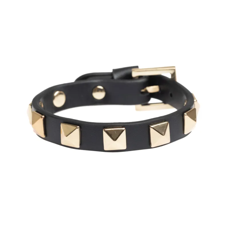 LEATHER STUD BRACELET BLACK sold by DARK Department