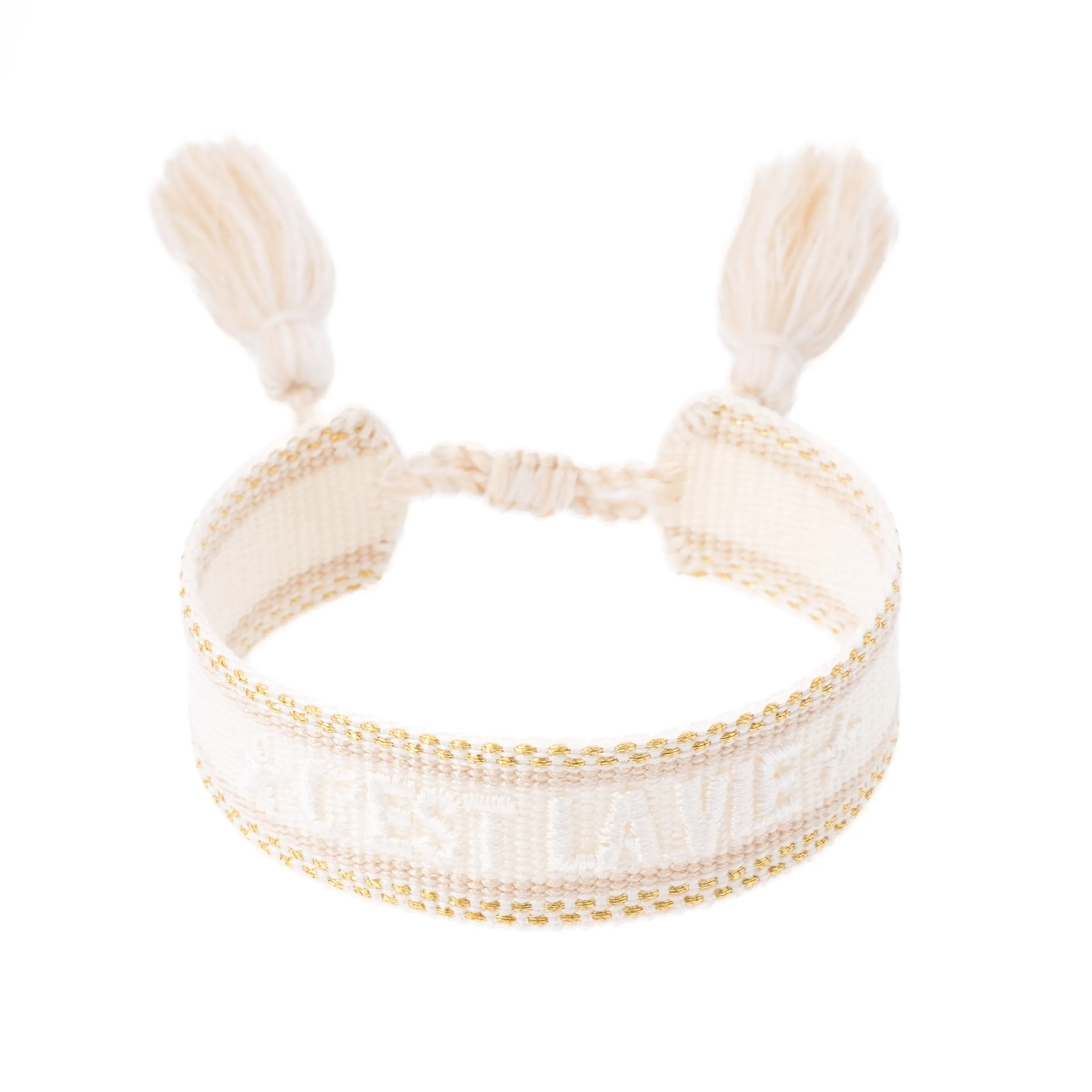 WOVEN FRIENDSHIP BRACELET "C'est La Vie" VANILLA W/GOLD sold by DARK Department