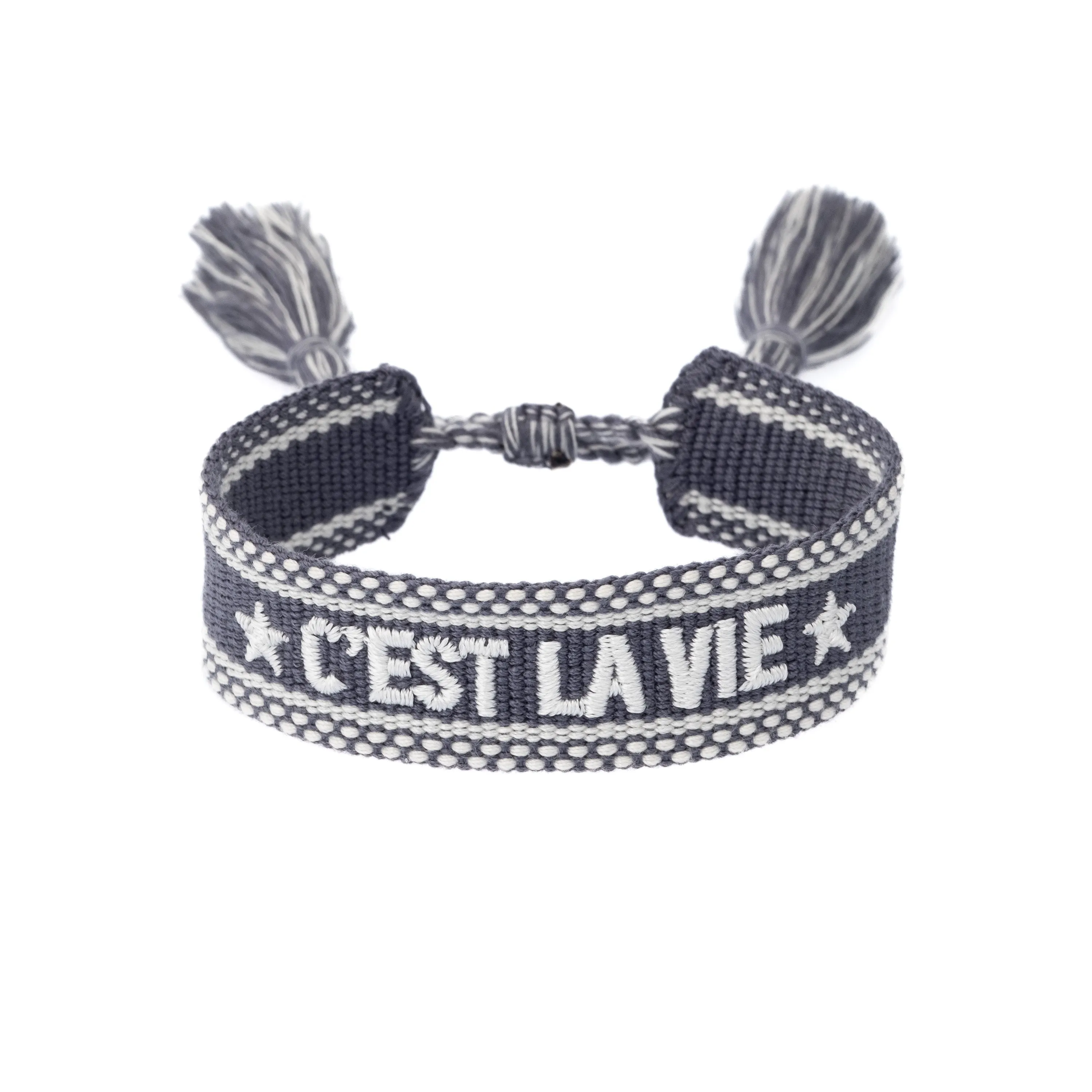 WOVEN FRIENDSHIP BRACELET "C'est La Vie" Steel Blue sold by DARK Department