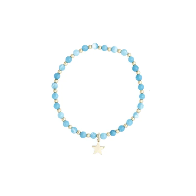 STONE BEAD BRACELET 4 MM W/GOLD BEADS TURQUOISE sold by DARK Department
