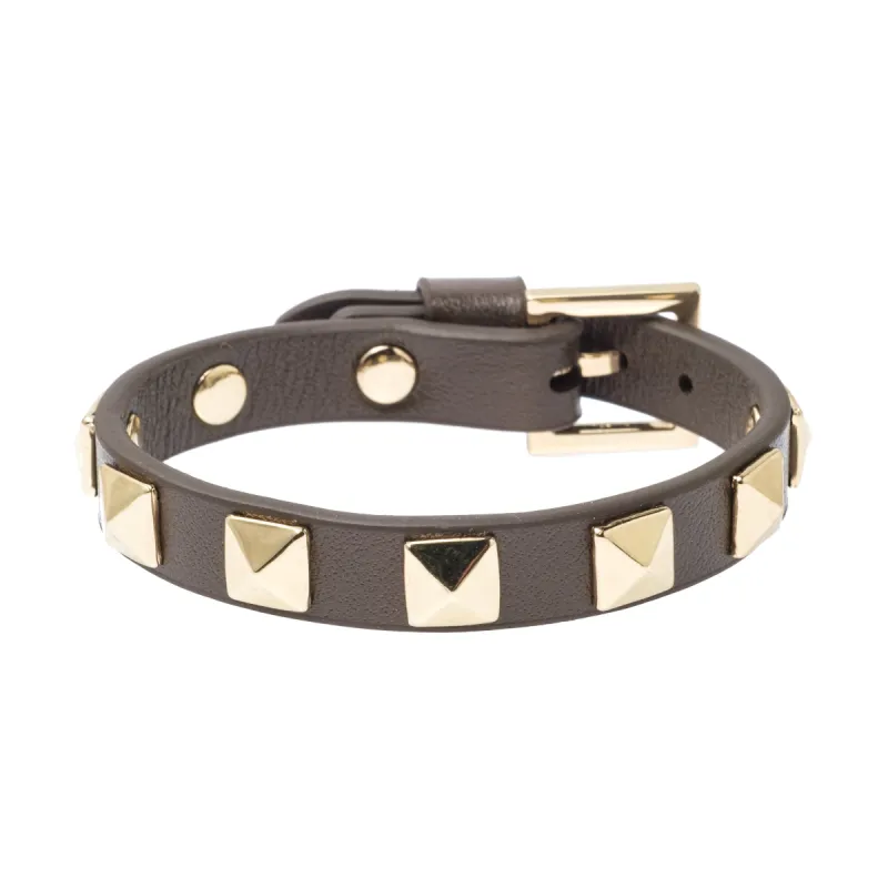 LEATHER STUD BRACELET SOFT BROWN sold by DARK Department