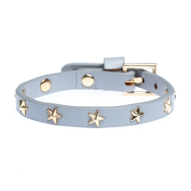 LEATHER STAR STUD BRACELET MINI LIGHT GREY sold by DARK Department
