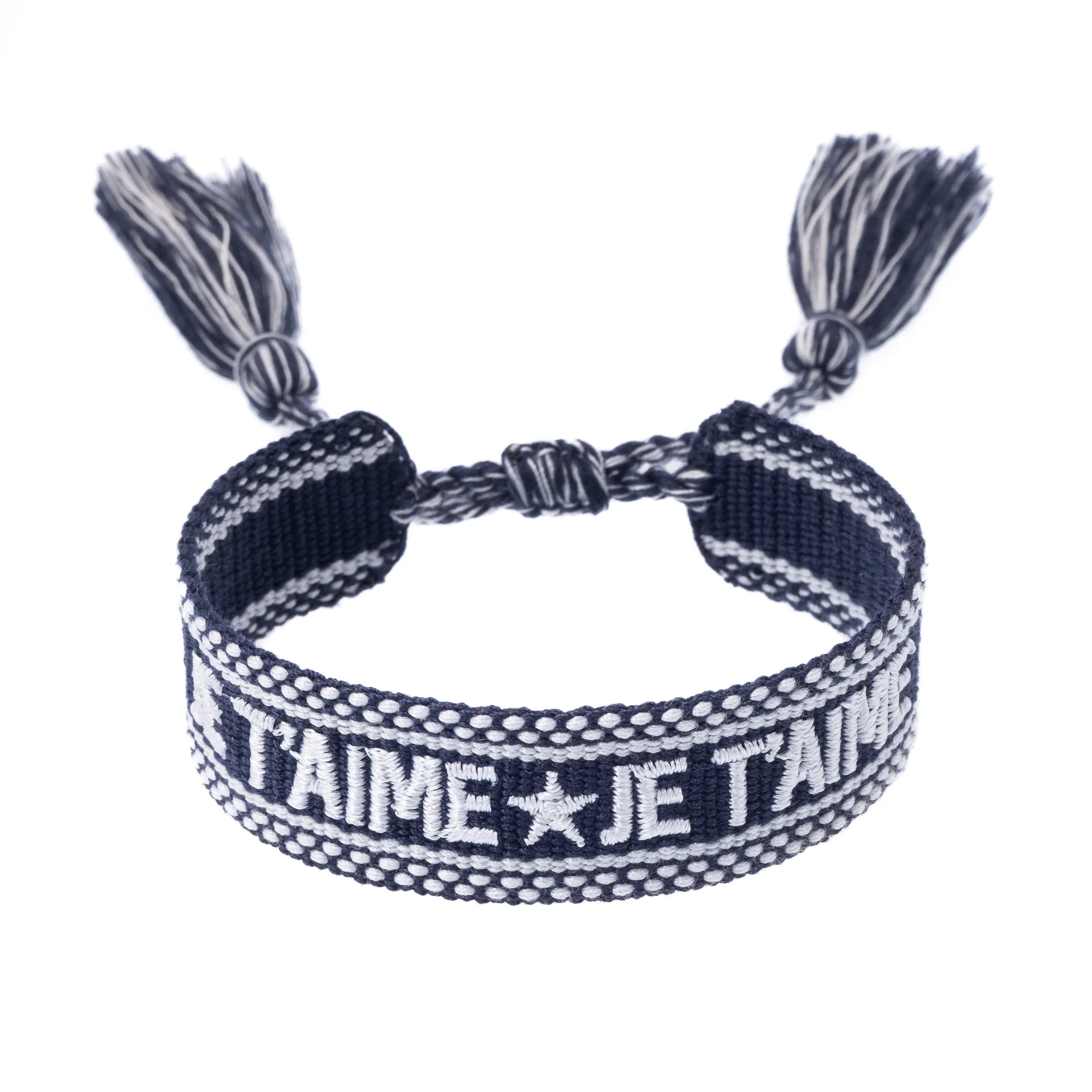 WOVEN FRIENDSHIP BRACELET "Je T'aime" Navy Blue sold by DARK Department
