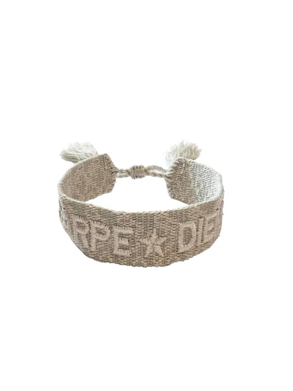 WOVEN FRIENDSHIP BRACELET "CARPE DIEM" LIGHT GREY sold by DARK Department