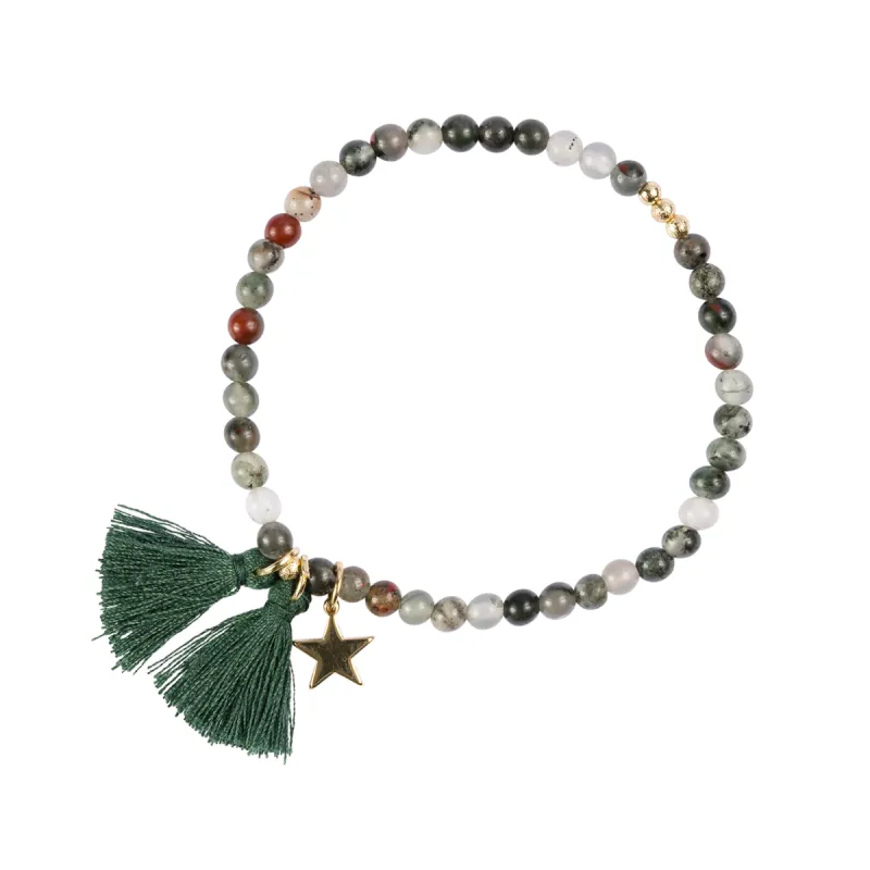 STONE BEAD BRACELET 4 MM COOL PINE sold by DARK Department