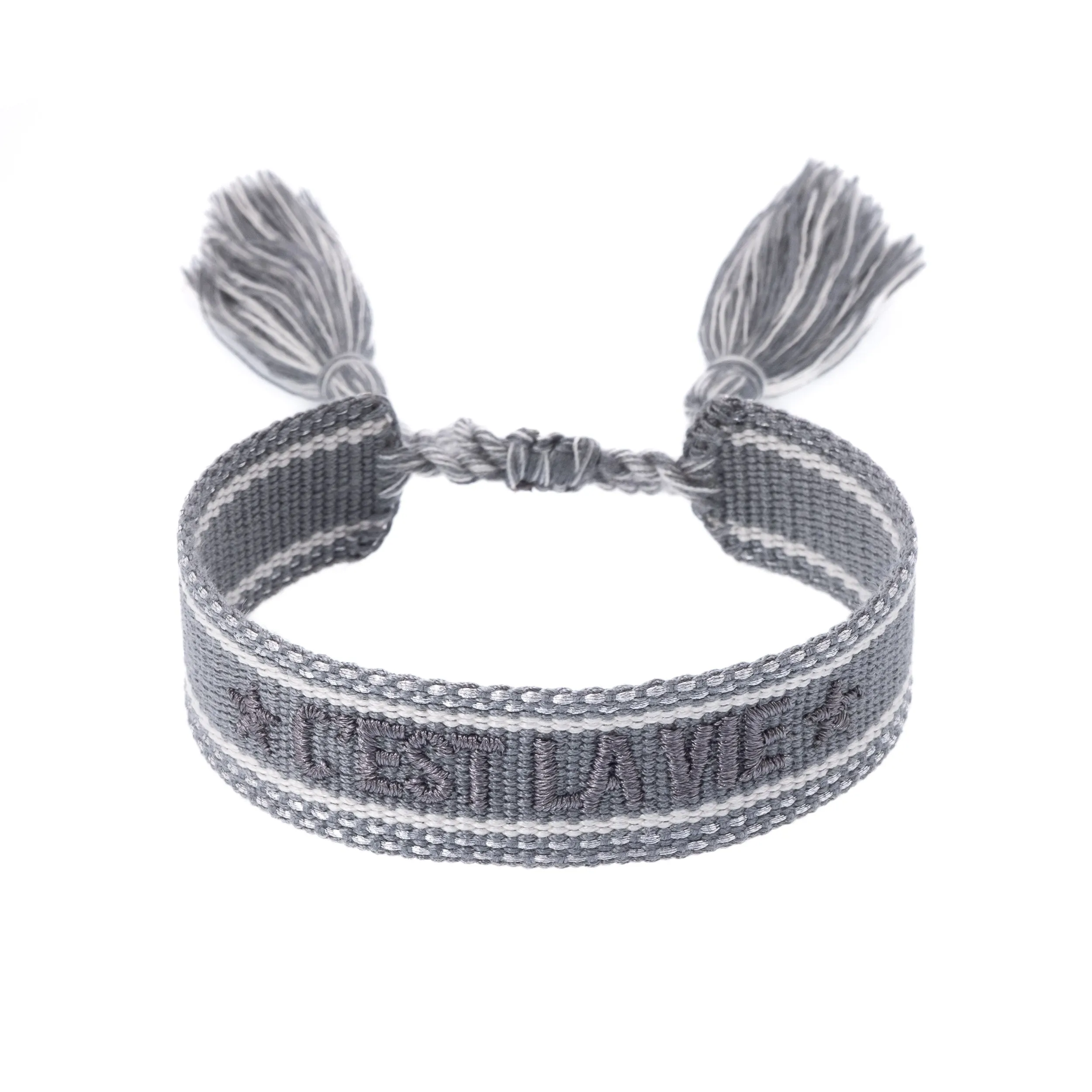 WOVEN FRIENDSHIP BRACELET "C'est La Vie" Dark Sage W/Silver sold by DARK Department