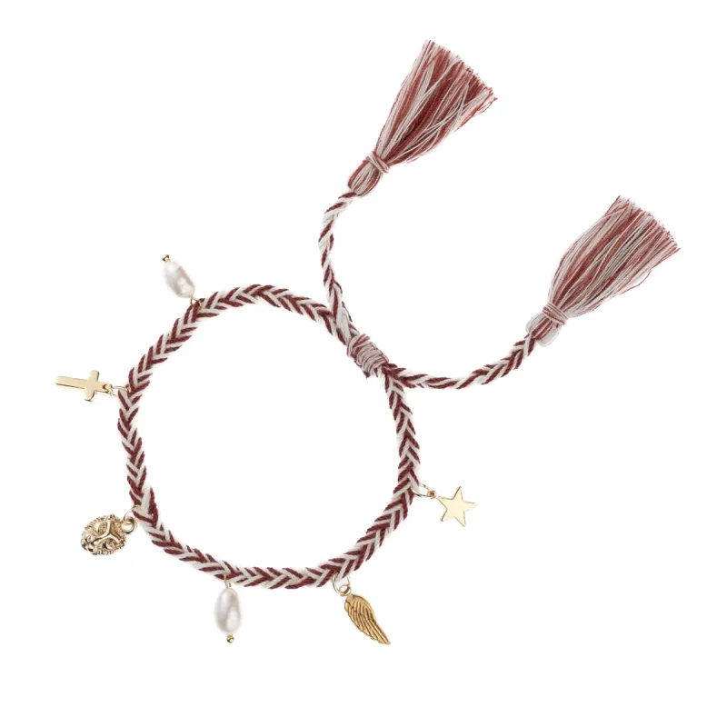WOVEN FRIENDSHIP BRACELET W/CHARMS MAHOGANY sold by DARK Department