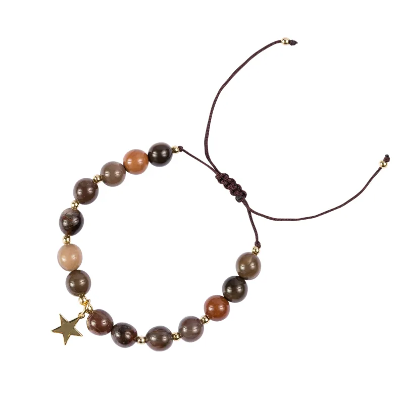 STONE BEAD BRACELET 8 MM SOFT BROWN sold by DARK Department