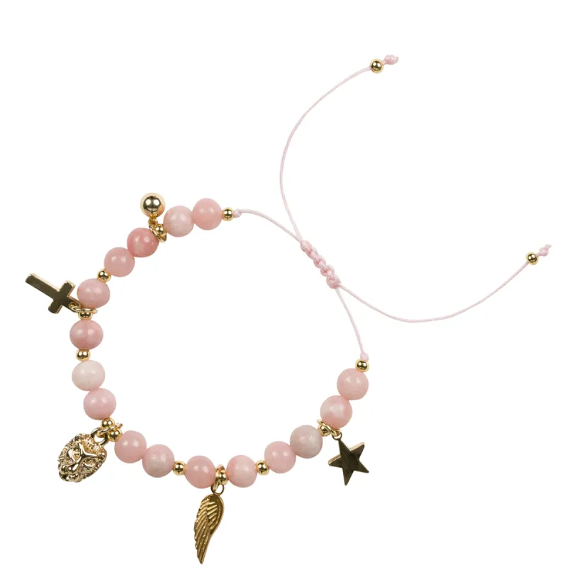 STONE BEAD BRACELET 6 MM W/CHARMS - ROSE sold by DARK Department