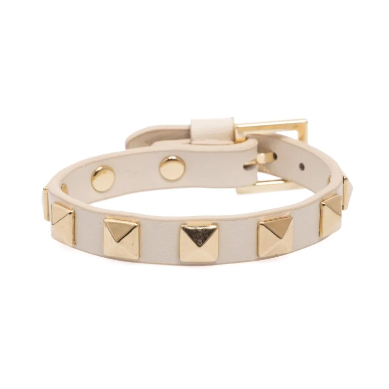 LEATHER STUD BRACELET VANILLA sold by DARK Department