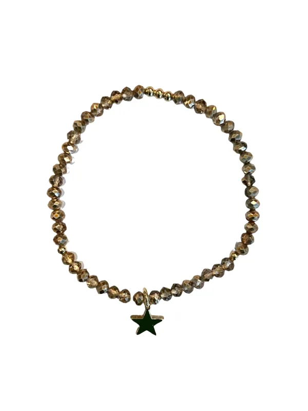 CRYSTAL BEAD BRACELET 4 MM SPARKLED CAMEL sold by DARK Department