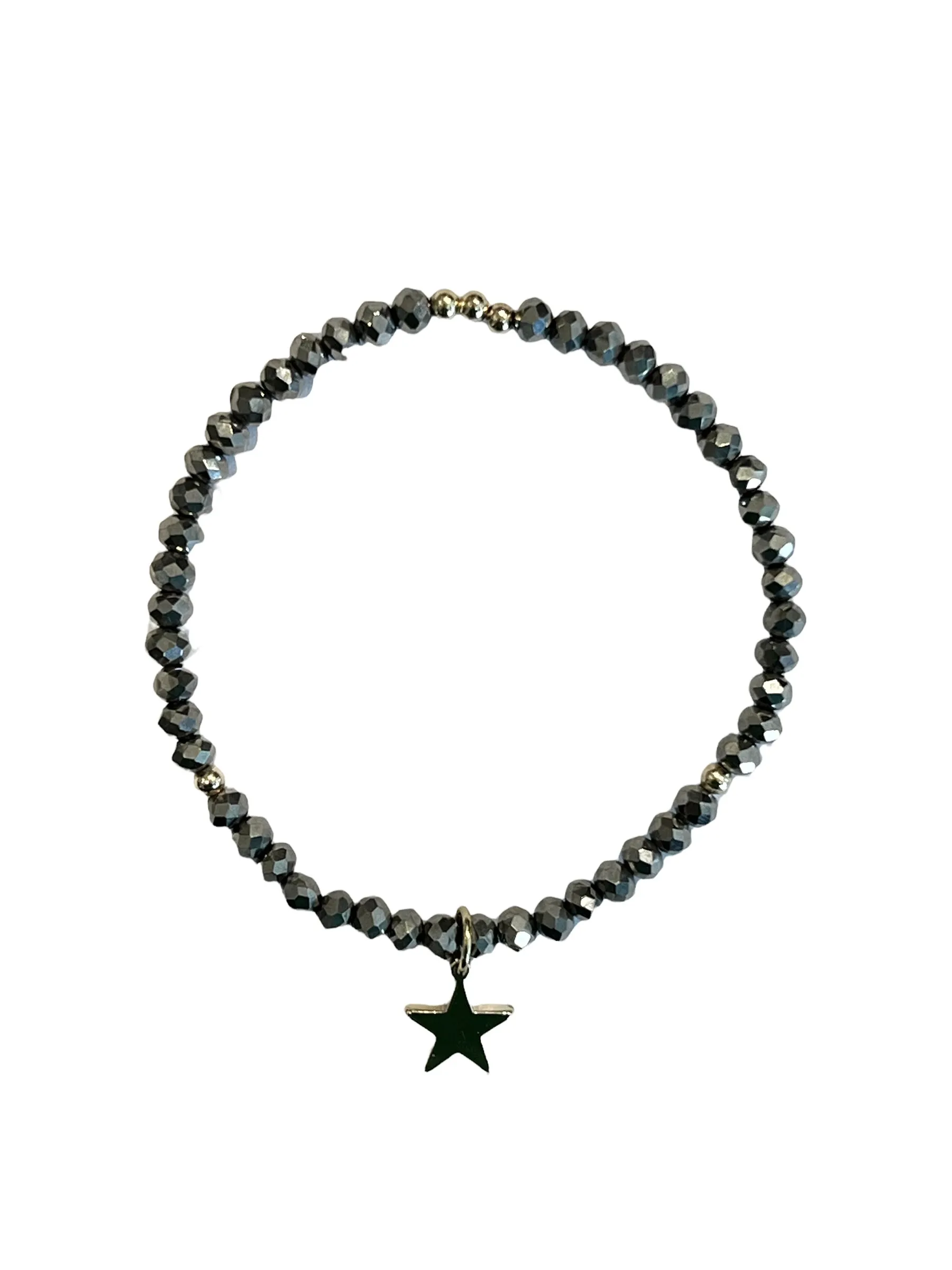 CRYSTAL BEAD BRACELET 4 MM SPARKLED GREY sold by DARK Department