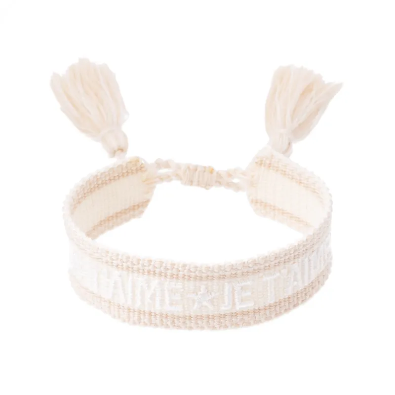 WOVEN FRIENDSHIP BRACELET "Je T'aime" Vanilla sold by DARK Department