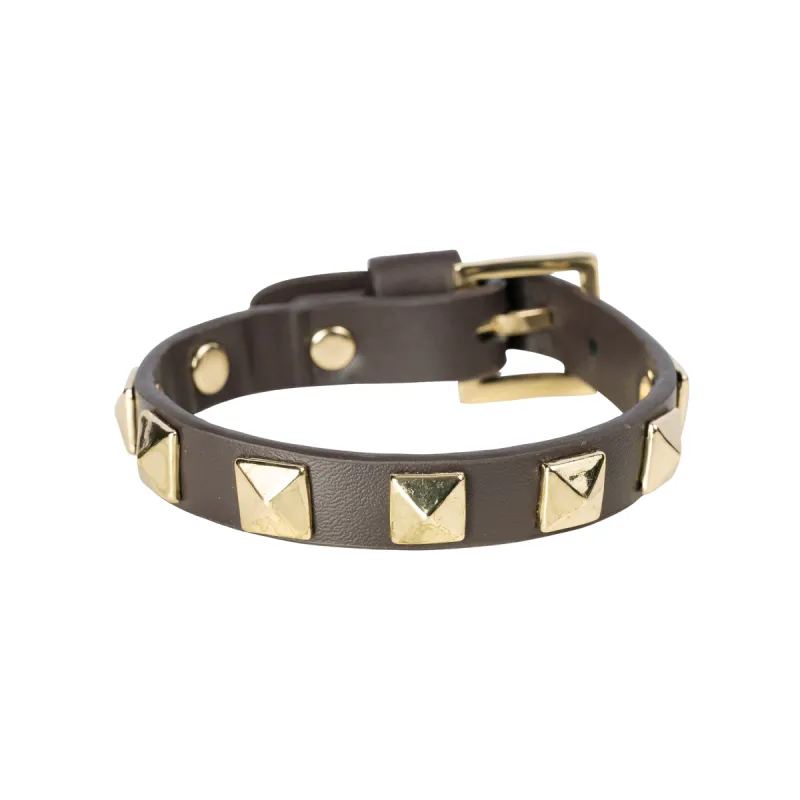 LEATHER STUD BRACELET CHOCOLATE BROWN sold by DARK Department
