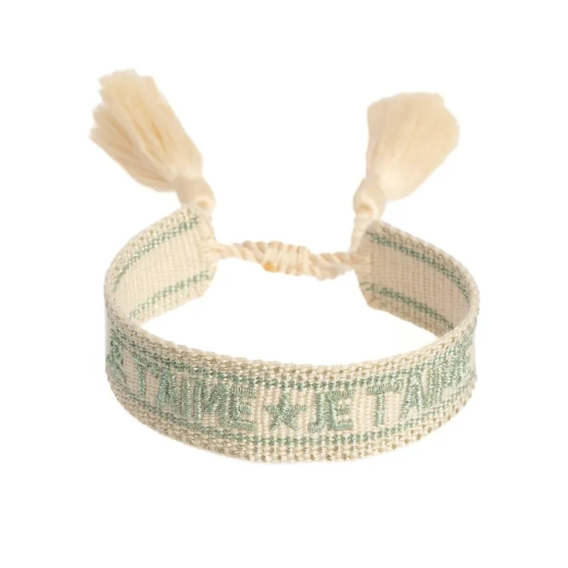 WOVEN FRIENDSHIP BRACELET - "JE T'AIME" VANILLA W/SPARKLED OCEAN sold by DARK Department