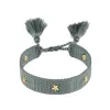 WOVEN FRIENDSHIP BRACELET THIN W/STAR STUD - DUSTY TEAL W/MATTE GOLD sold by DARK Department