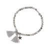 STONE BEAD BRACELET 4 MM GREY W/SILVER sold by DARK Department