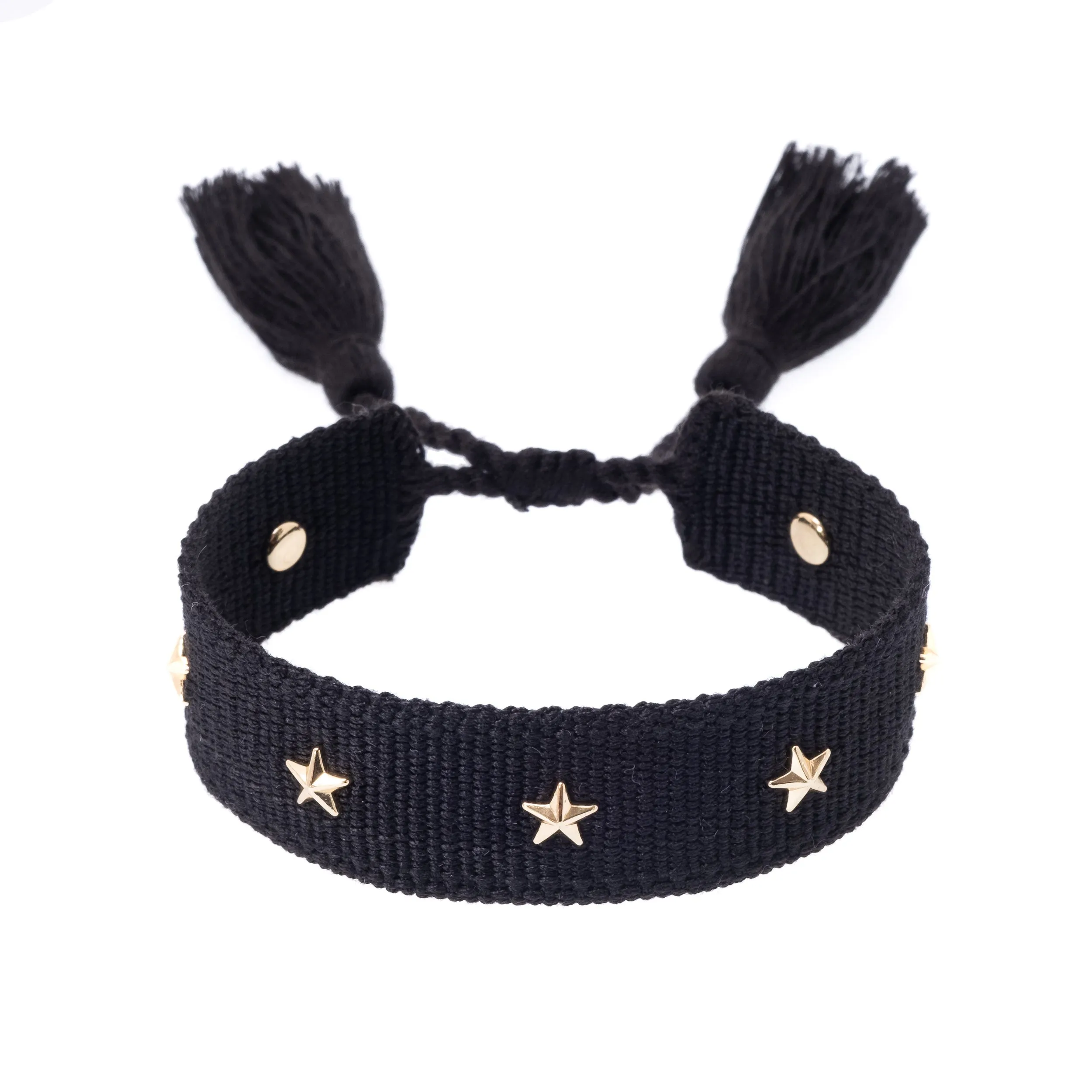 WOVEN FRIENDSHIP BRACELET W/STAR STUDS BLACK sold by DARK Department