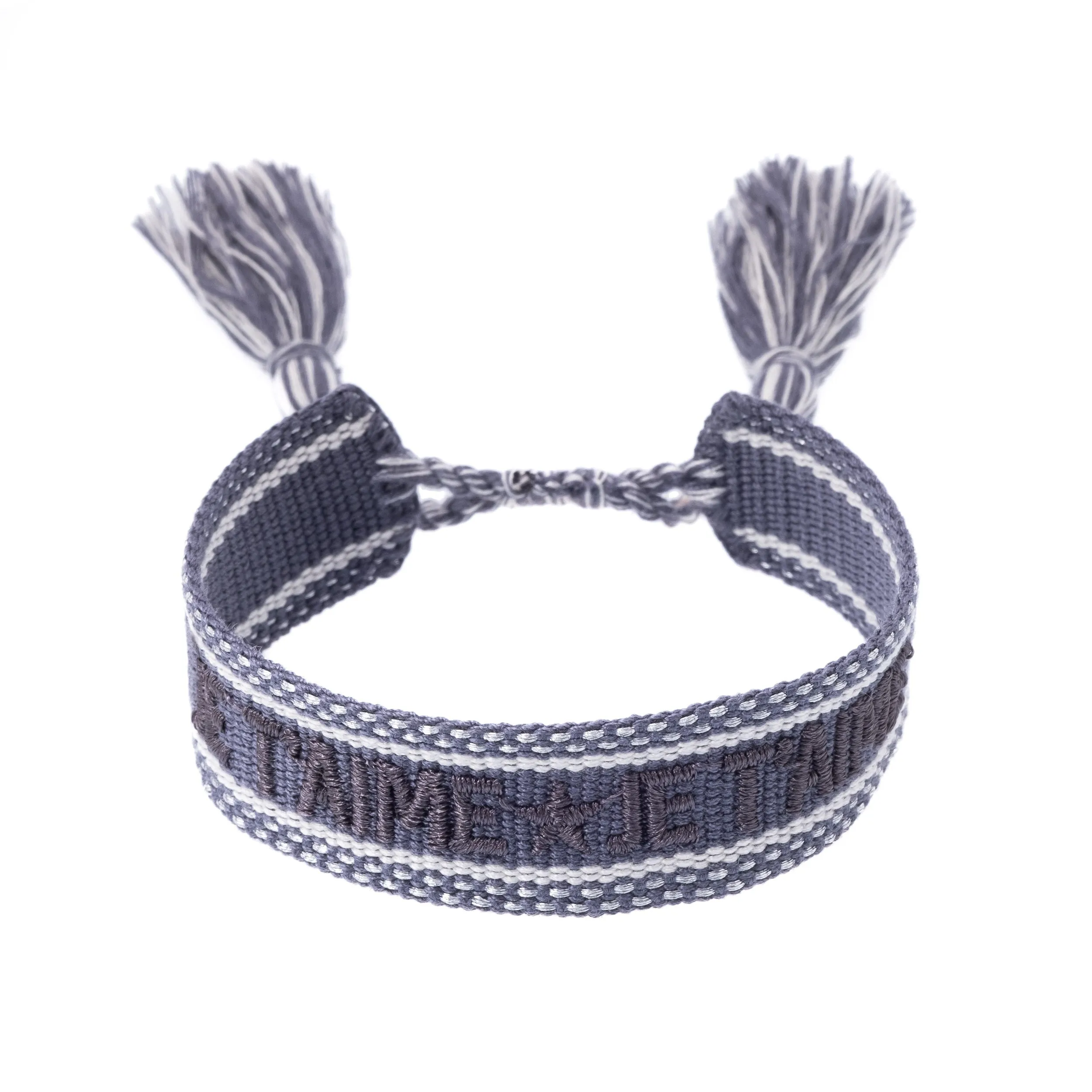 WOVEN FRIENDSHIP BRACELET "Je T'aime" Steel Blue W/Silver sold by DARK Department