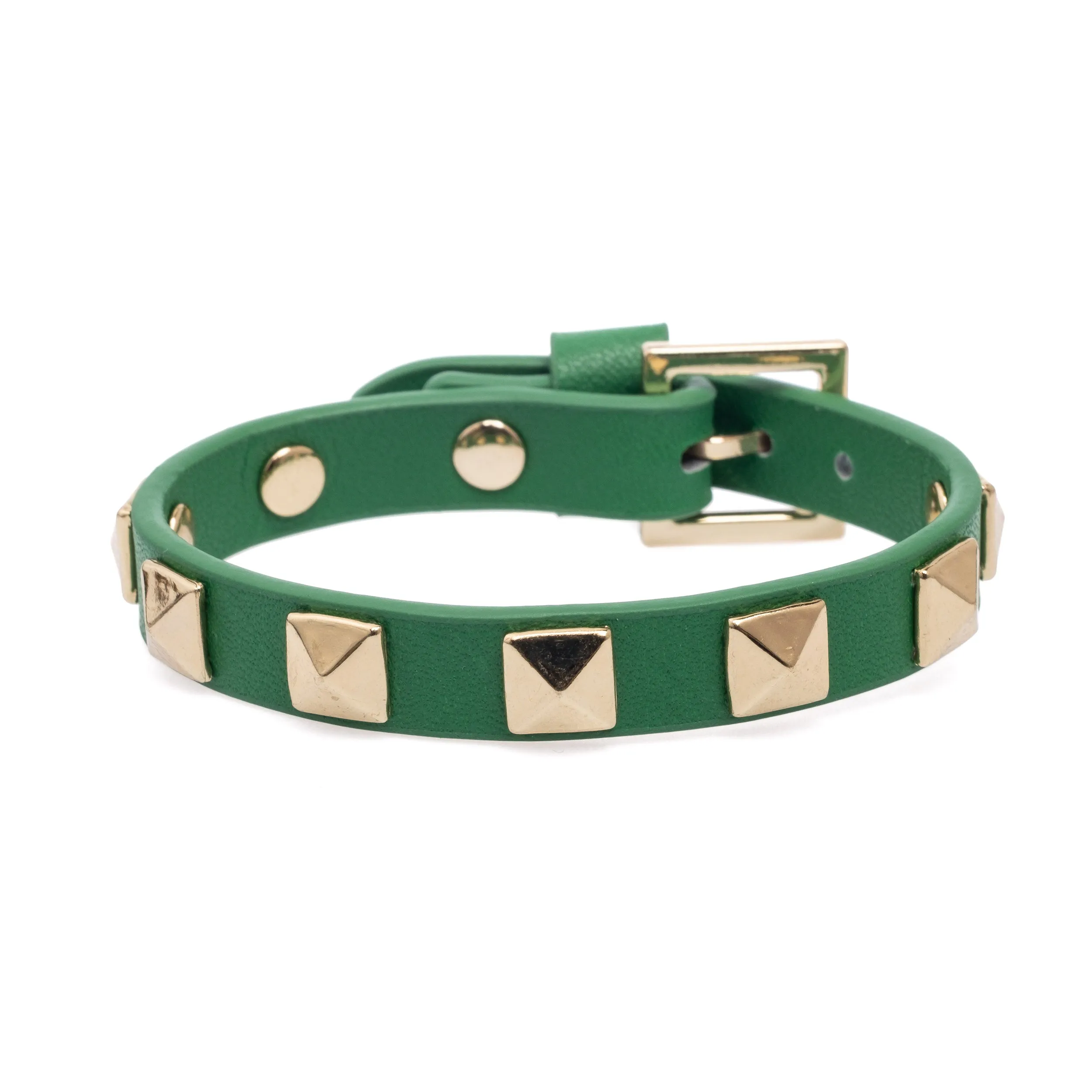 LEATHER STUD BRACELET GREEN sold by DARK Department