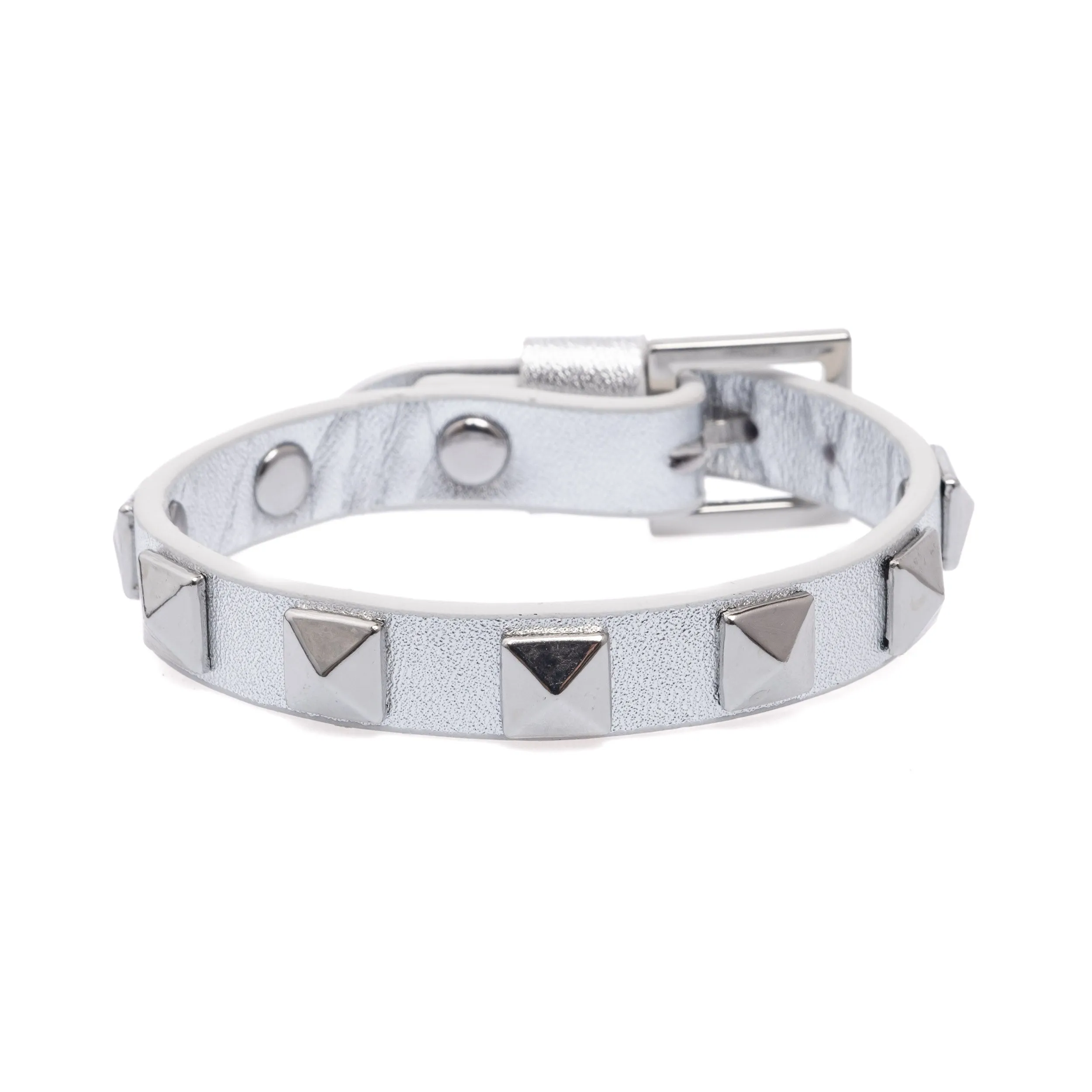 LEATHER STUD BRACELET SILVER METALLIC W/SILVER sold by DARK Department