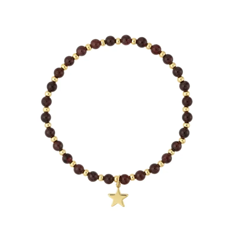 STONE BEAD BRACELET 4 MM W/GOLD BEADS MAROON sold by DARK Department