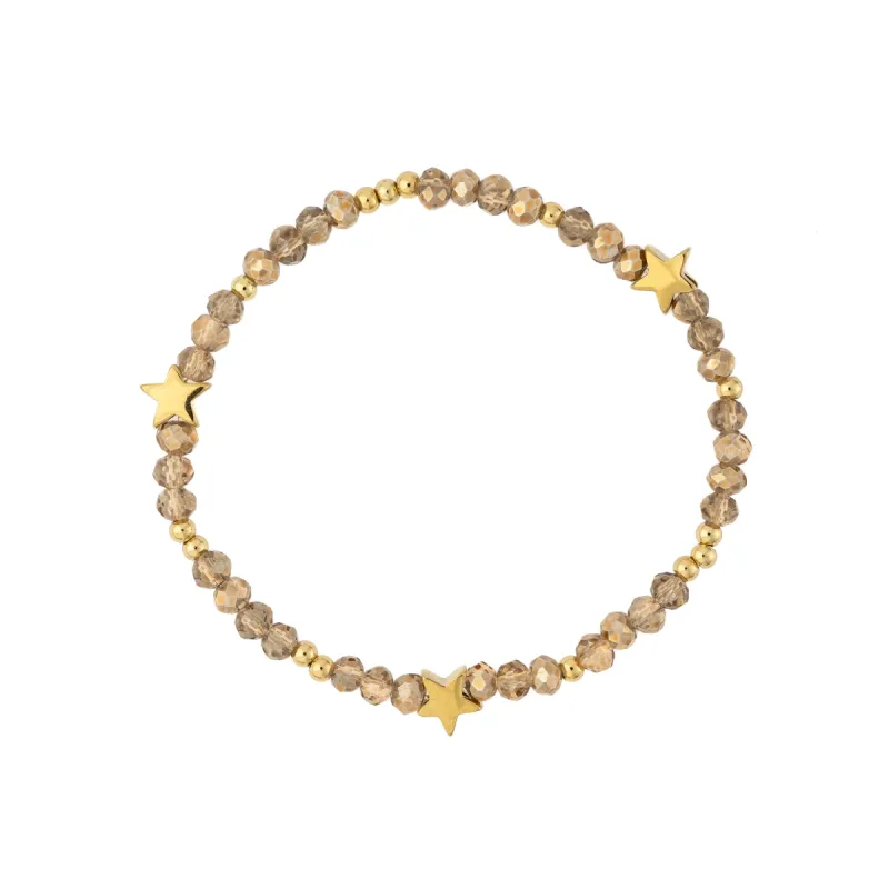 CRYSTAL BEAD BRACELET W/STAR & GOLD BEADS SPARKLED CAMEL sold by DARK Department