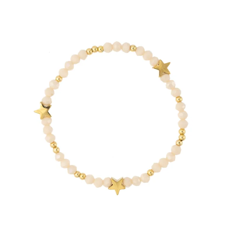 CRYSTAL BEAD BRACELET W/STAR & GOLD BEADS SPARKLED SAND sold by DARK Department