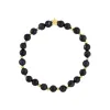 STONE BEAD BRACELET 6 MM W/GOLD BEADS NAVY BLUE sold by DARK Department