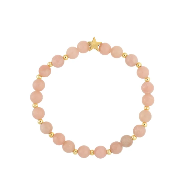 STONE BEAD BRACELET 6 MM W/GOLD BEADS ROSE sold by DARK Department