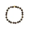STONE BEAD BRACELET 6 MM W/GOLD BEADS CHOCOLATE BROWN sold by DARK Department