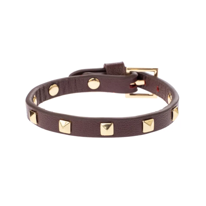 LEATHER STUD BRACELET MINI MAROON sold by DARK Department